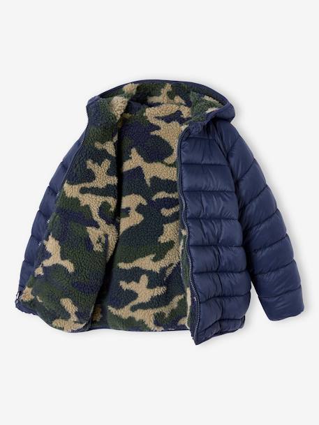 Jungen Wende-Steppjacke mit Teddyfleece, Recycling-Polyester-Wattierung marine+tannengrün 7