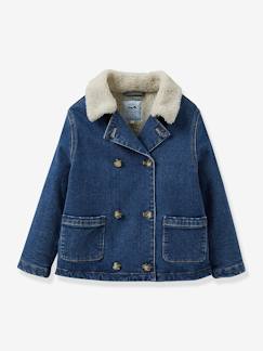 Maedchenkleidung- Jacken & Mäntel-Jacken & Westen-Mädchen Jeansjacke mit Teddyfleece-Futter CYRILLUS