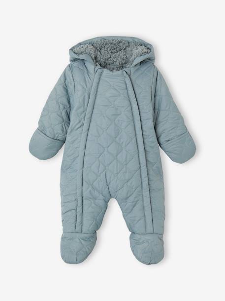 Baby Unisex Winter Overall mit Kunstfell und Recycling-Polyester pfauenblau 1