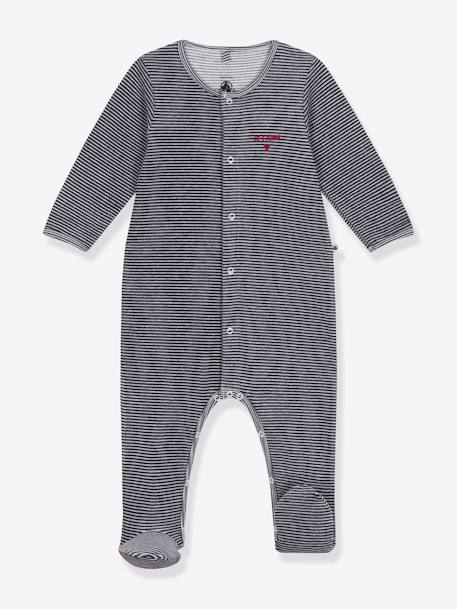 Baby Strampler mit Streifen PETIT BATEAU marine gestreift 1