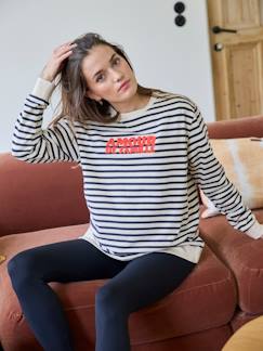 Umstands-Sweatshirt mit Matrosenstreifen, Frotteeschrift und Recycling-Polyester  [numero-image]