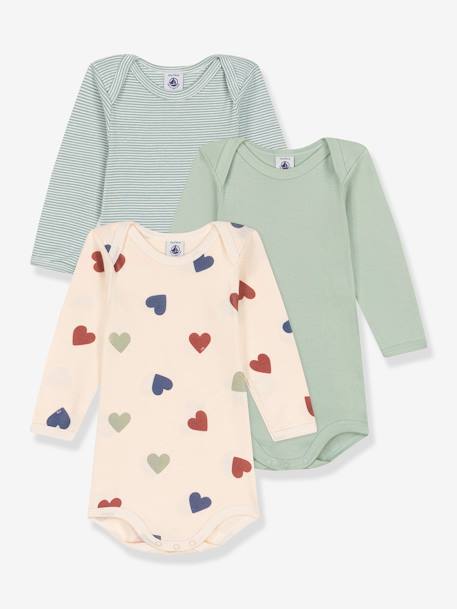 3er-Pack Baby Schlupfbodys mit langen Ärmeln PETIT BATEAU graublau 1