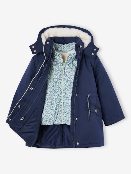 Mädchen 3-in-1-Steppjacke mit Recycling-Polyester altrosa+indigo-blau 17