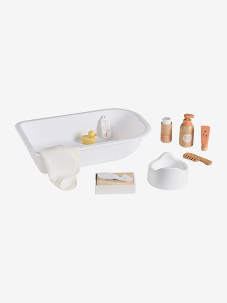 Puppen-Badewanne mit Zubehör aus Holz FSC® weiß 1