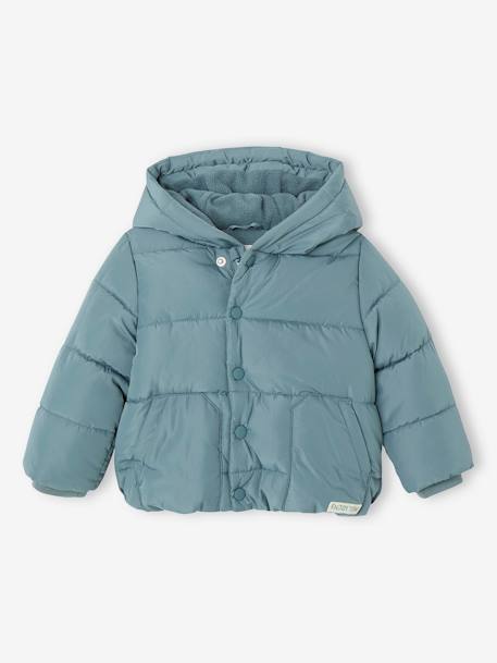 Baby Kapuzen-Steppjacke mit Fleecefutter & Recycling-Polyester graublau 1