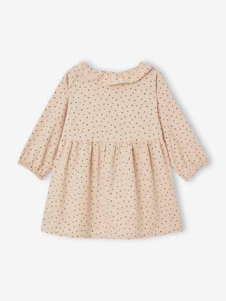 Baby Kleid aus Feincord mit Volantkragen beige+tannengrün 2