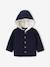 Baby Strickjacke, Kapuze mit Teddyfleece-Futter marine 1