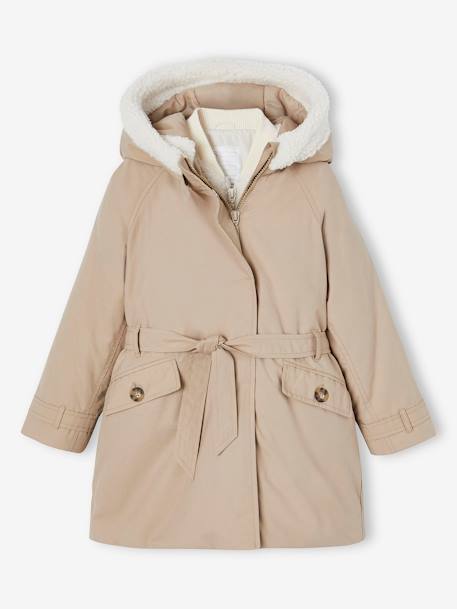 Mädchen 3-in-1-Parka mit Recycling-Polyester taupe 1