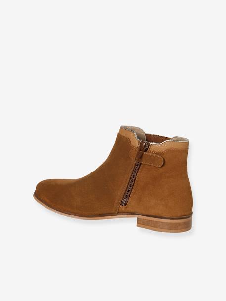 Mädchen Boots mit Reißverschluss und Dehneinsatz camel+marine+schwarz 3