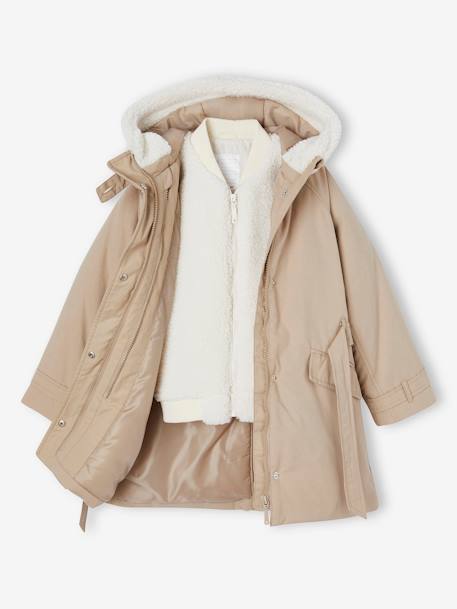 Mädchen 3-in-1-Parka mit Recycling-Polyester taupe 4