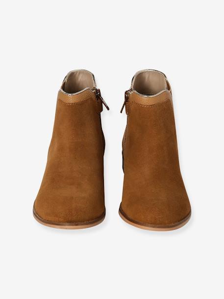 Mädchen Boots mit Reißverschluss und Dehneinsatz camel+marine+schwarz 4