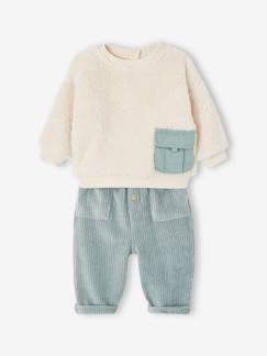 Baby-Set: Plüsch-Sweatshirt & Cordhose Oeko-Tex  [numero-image]