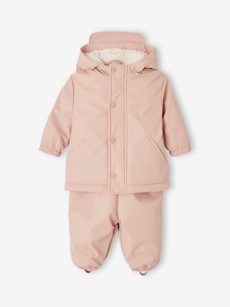 Baby-Set: Regenjacke & Matschhose mit Recycling-Polyester pudrig rosa 1