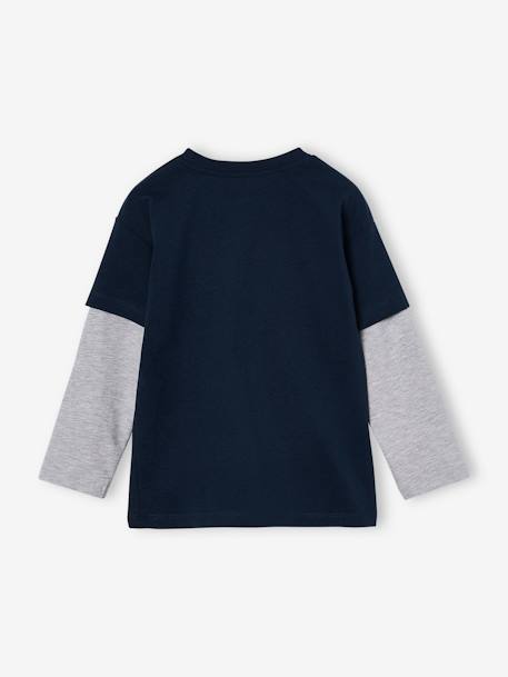 Jungen 2-in-1-Shirt Oeko-Tex eisblau+marine+nachtblau+olivgrün+schwarz+weiß meliert 7