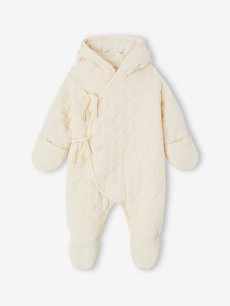 Baby Winter-Overall aus Musselin mit Recycling-Polyester wollweiß 1