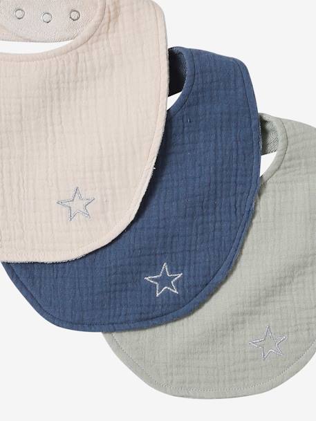 3er-Pack Baby Lätzchen für Neugeborene aus Musselin, personalisierbar Oeko-Tex set blau+set rosa 5