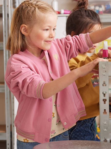 Mädchen Sweatjacke im College-Look mit Recycling-Polyester altrosa 2