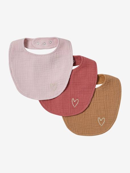 3er-Pack Baby Lätzchen für Neugeborene aus Musselin, personalisierbar Oeko-Tex set blau+set rosa 6