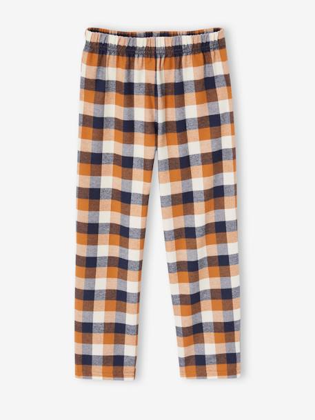 Jungen Dino-Schlafanzug mit karierter Flanellhose karamell 3