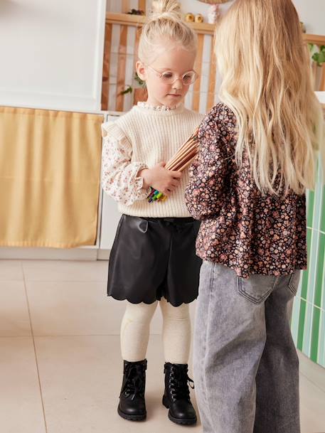 Mädchen Shorts aus Leder-Imitat mit Dehnbund schwarz 6