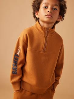 Jungenkleidung-Jungen Sweatshirt mit Stehkragen und Basketball-Print, Recycling-Anteil