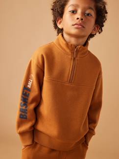 Jungen Sweatshirt mit Stehkragen und Basketball-Print, Recycling-Anteil  [numero-image]