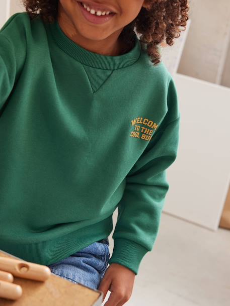 Jungen Sweatshirt mit Schulbus-Motiv & Recycling-Polyester grün 2