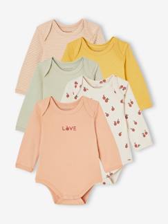 Babymode-5er-Pack Baby Langarm-Bodys in Schlupfform mit Früchten, Bio-Baumwolle