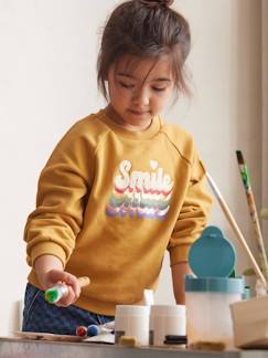 Maedchenkleidung-Pullover, Strickjacken & Sweatshirts-Sweatshirts-Mädchen Sweatshirt mit Frottee-Schriftzug SMILE