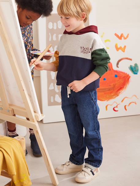 Jungen Kapuzensweatshirt im Colorblock-Style Basics mit Recycling-Polyester mehrfarbig+olivgrün 6