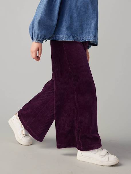 Weite Mädchen Cordhose braun+pflaume 9