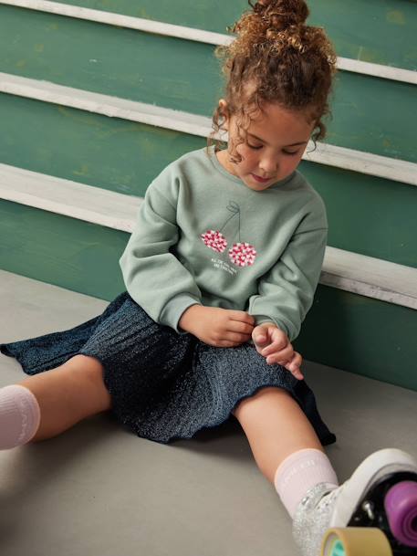 Mädchen Sweatshirt mit Print Basics Oeko-Tex aprikose+bonbon rosa+graugrün+indigo-blau+rosa+vanille 10