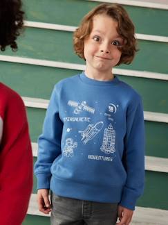 Jungenkleidung-Pullover, Strickjacken, Sweatshirts-Jungen Sweatshirt mit Print, Recycling-Polyester Basic