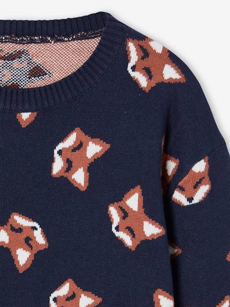 Jungen Jacquard-Pullover mit Fuchs Oeko-Tex nachtblau 4