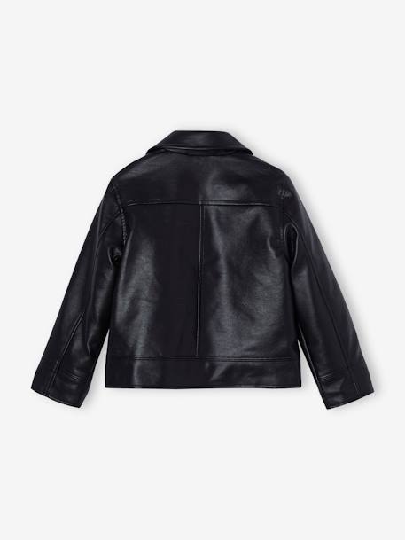 Mädchen Bikerjacke aus Lederimitat mit Recycling-Polyester schwarz 5