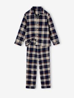 -Jungen Schlafanzug aus Flanell mit Karos, personalisierbar Oeko-Tex