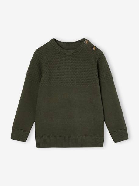 Jungen Strickpullover Oeko-Tex grün+nachtblau 1