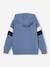 Jungen Kapuzensweatshirt mit Colorblock-Ärmeln graublau+malve+moosgrün+weiß meliert 2