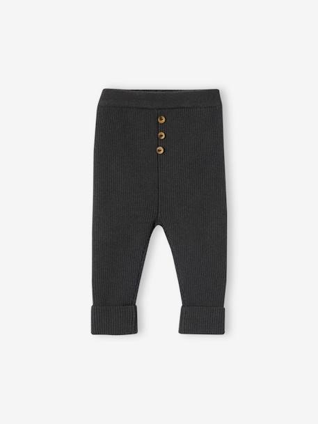 Mitwachsende Baby Strickleggings Oeko-Tex beige meliert+grau 4