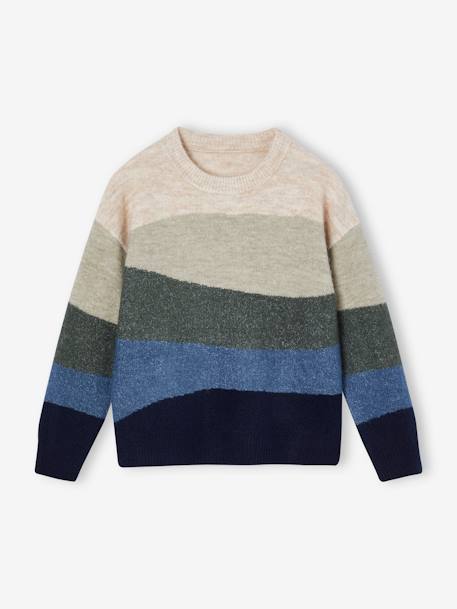 Flauschiger Jungen Pullover im Colorblock-Style blau 2