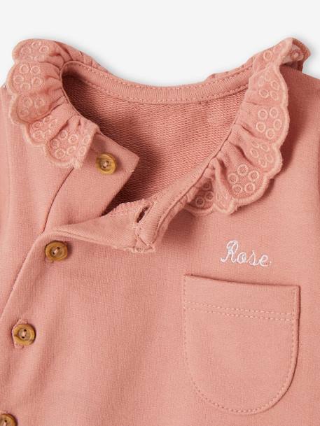 Mädchen Baby Sweatshirt mit besticktem Kragen, personalisierbar rosa 3