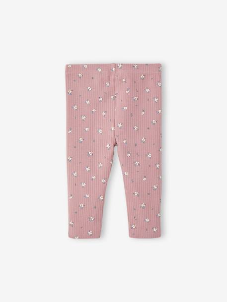 Bedruckte Baby-Leggings, Ripp mit Bio-Baumwolle malve+schieferblau 2