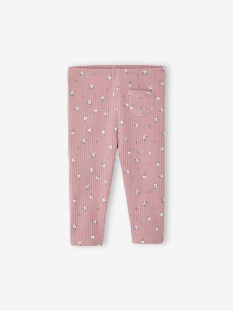 Bedruckte Baby-Leggings, Ripp mit Bio-Baumwolle malve+schieferblau 1