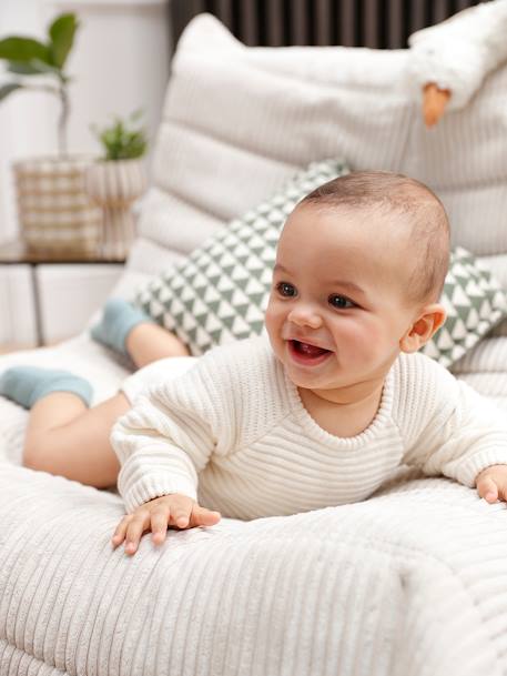 Baby Strick-Overall mit langen Ärmeln Oeko-Tex wollweiß 1