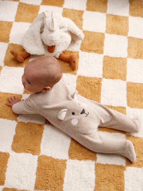 Baby Samt-Strampler, Koala Oeko-Tex beige meliert+grau meliert 1