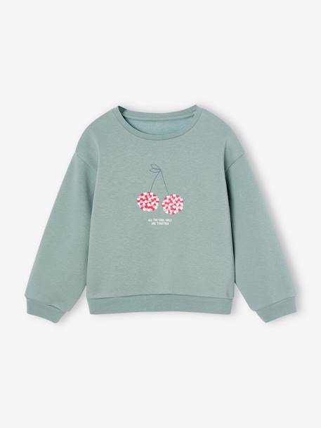 Mädchen Sweatshirt mit Print Basics Oeko-Tex graugrün+indigo-blau+rosa+vanille 1