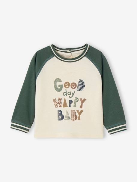 Jungen Baby Shirt tannengrün+wollweiß 1