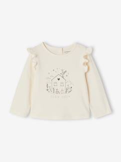 Babymode-Shirts & Rollkragenpullover-Shirts-Bedrucktes Baby Shirt mit Rüschen an der Schulter Oeko-Tex