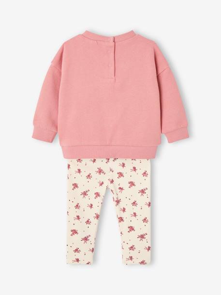 Mädchen Baby-Set: Sweatshirt, Leggings & Haarband, personalisierbar puder+rosenholz 12