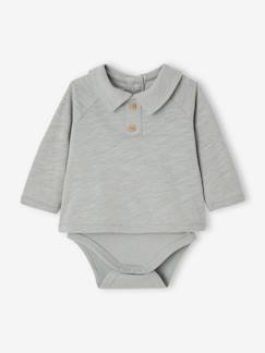 Babymode-Baby Shirtbody mit langen Ärmeln und Zierknöpfen Oeko-Tex